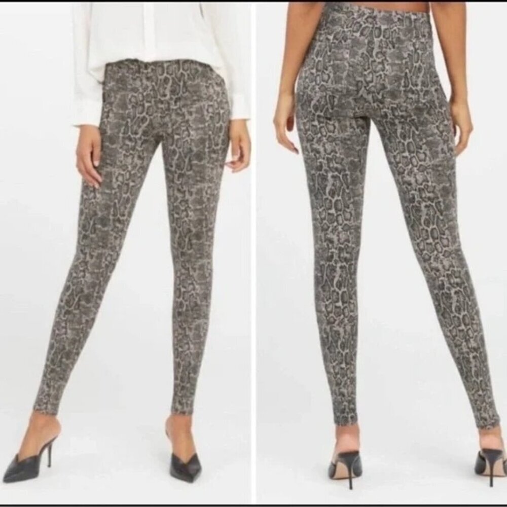 Spanx Jean-Ish Ankle Leggings Women's SkinnyHigh-Rise Snakeskin Print Stretch-XS - Picture 9 of 10